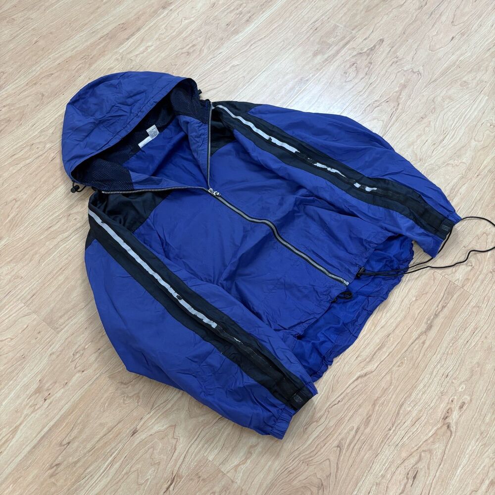 Pro Spirit Blue Black light Hooded Windbreaker Track Jacket Men's Vintage Style